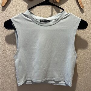 Zara Women's Light Blue Muscle Tee